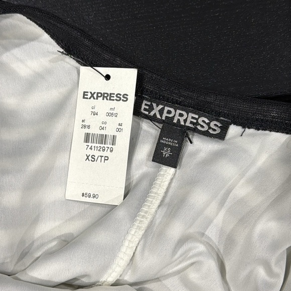 Express Black and White Striped 3/4 Sleeve Sequins Accented Mini Dress - XS - Picture 6 of 7